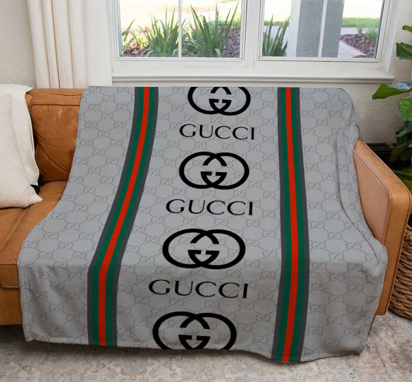 Gucci Logo Fleece Blanket Fashion Brand Home Decor Luxury