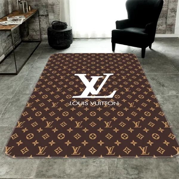 Louis VuittonBrown Rectangle Rug Home Decor Area Carpet Luxury Fashion Brand Door Mat