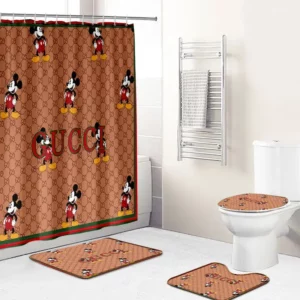 Gucci Mickey Mouse Disney Bathroom Set Bath Mat Luxury Fashion Brand Hypebeast Home Decor