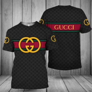 Gucci Yellow Logo Black T Shirt Outfit Luxury Fashion