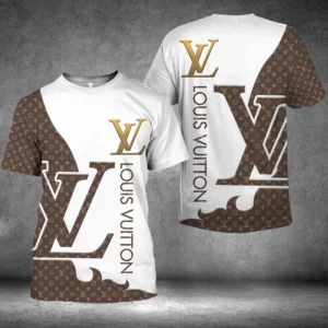 Louis Vuitton Golden Logo Brown White T Shirt Fashion Luxury Outfit