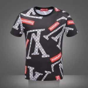 Louis Vuitton Supreme Grey Logo Black T Shirt Luxury Fashion Outfit