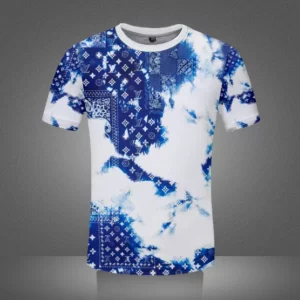 Louis Vuitton Pattern Blue White T Shirt Outfit Luxury Fashion