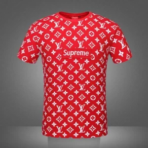 Louis Vuitton Supreme White Logo Red T Shirt Fashion Outfit Luxury