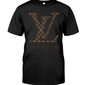 Louis Vuitton Brown Logo Black T Shirt Outfit Luxury Fashion