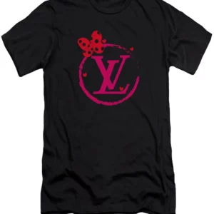 Louis Vuitton Pink Logo Black T Shirt Luxury Outfit Fashion