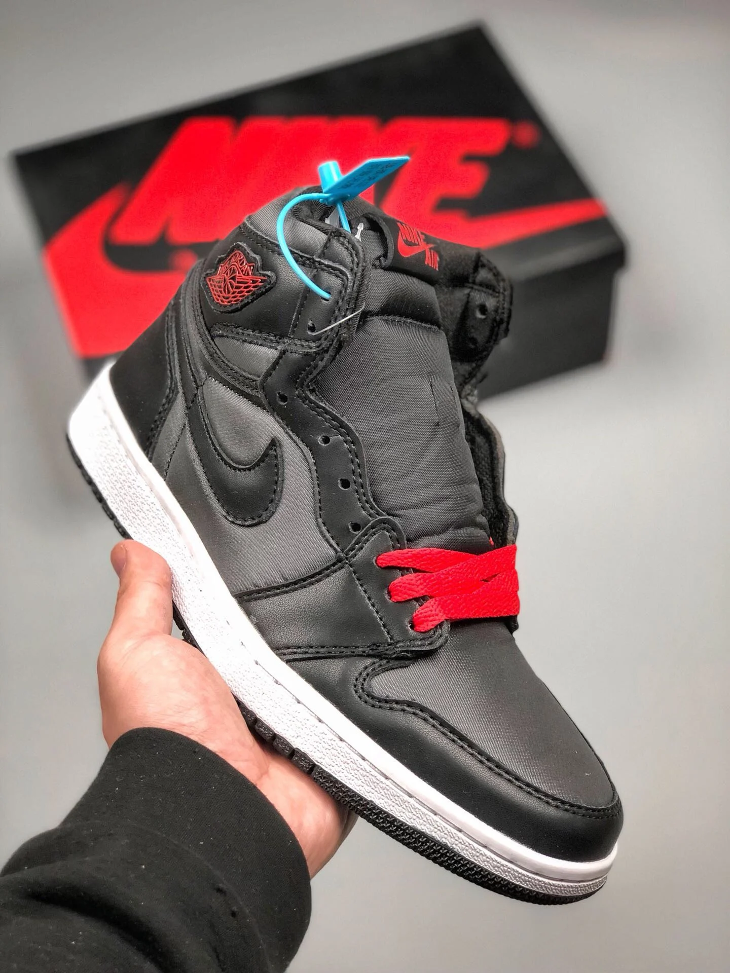 Air Jordan 1 High OG Black Satin Black Gym Red-Black-White On Sale