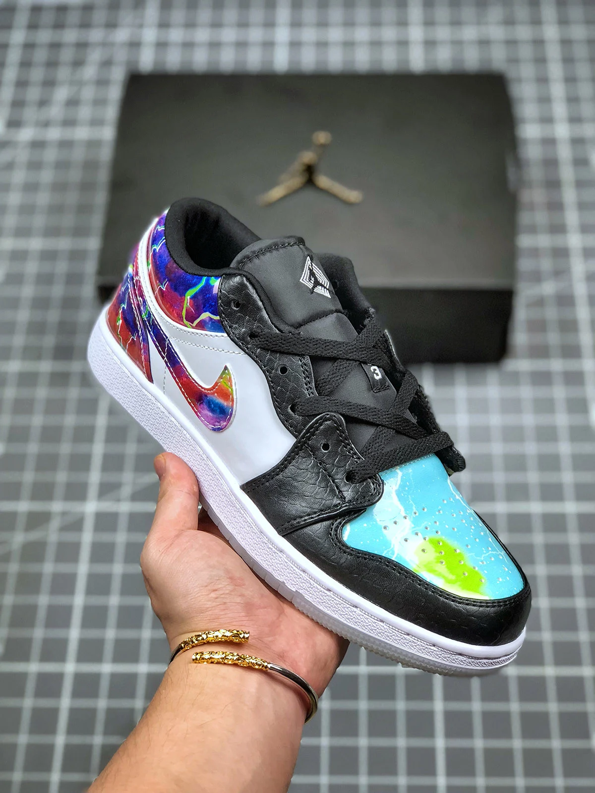 Air Jordan 1 Low Galaxy Prints Black CW7309-090 For Sale