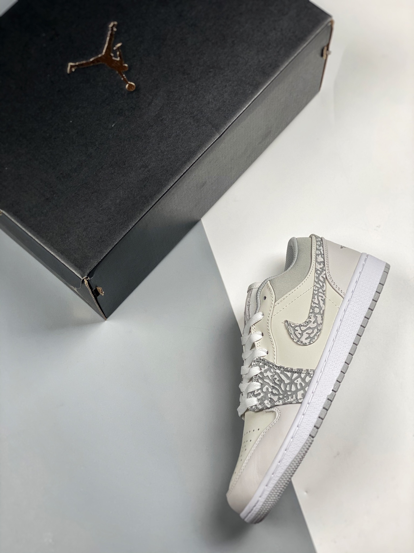 Air Jordan 1 Low PRM Elephant Print White Neutral Grey-Sail For Sale