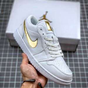 Air Jordan 1 Low White Metallic Gold For Sale