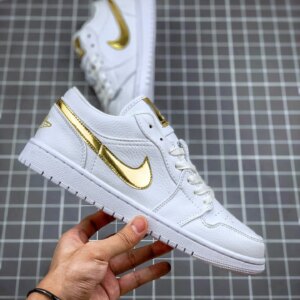 Air Jordan 1 Low White Metallic Gold For Sale