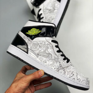 Air Jordan 1 Mid DIY White Black-Volt For Sale