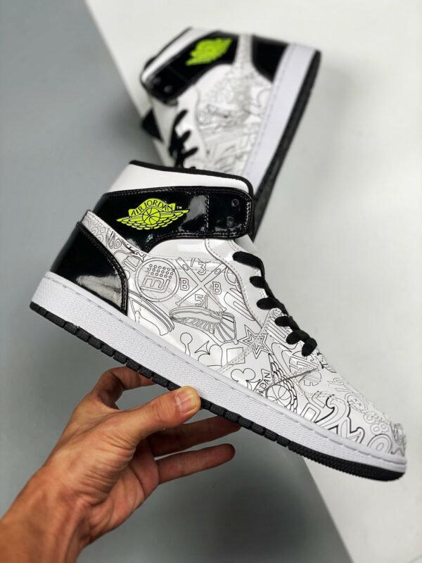 Air Jordan 1 Mid DIY White Black-Volt For Sale