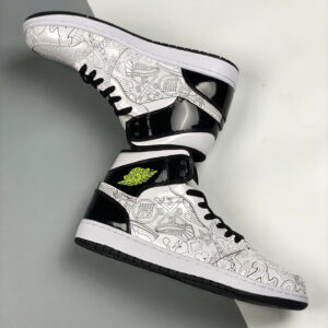 Air Jordan 1 Mid DIY White Black-Volt For Sale