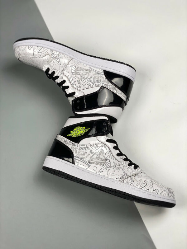 Air Jordan 1 Mid DIY White Black-Volt For Sale