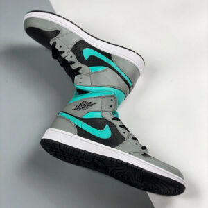 Air Jordan 1 Mid Black Grey Aqua Blue 554724-063 For Sale