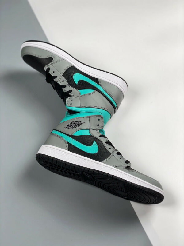 Air Jordan 1 Mid Black Grey Aqua Blue 554724-063 For Sale