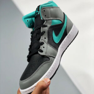 Air Jordan 1 Mid Black Grey Aqua Blue 554724-063 For Sale