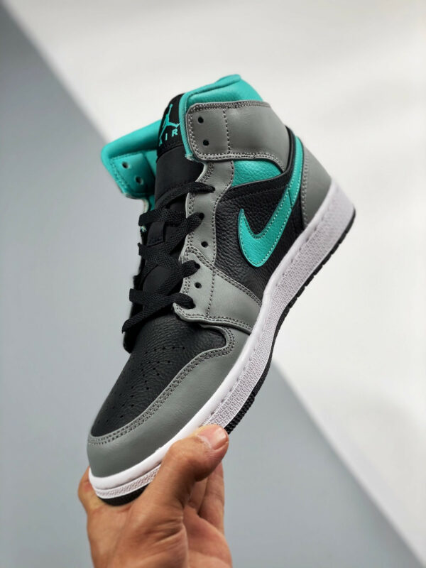 Air Jordan 1 Mid Black Grey Aqua Blue 554724-063 For Sale