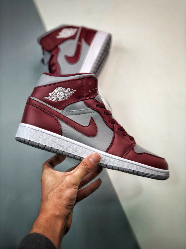 Air Jordan 1 Mid Cherrywood Red Cement Grey White For Sale