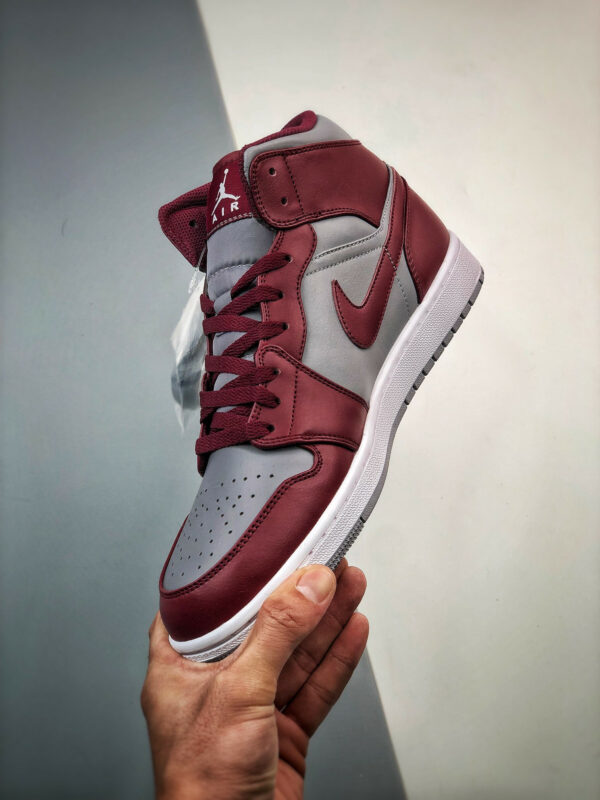 Air Jordan 1 Mid Cherrywood Red Cement Grey White For Sale