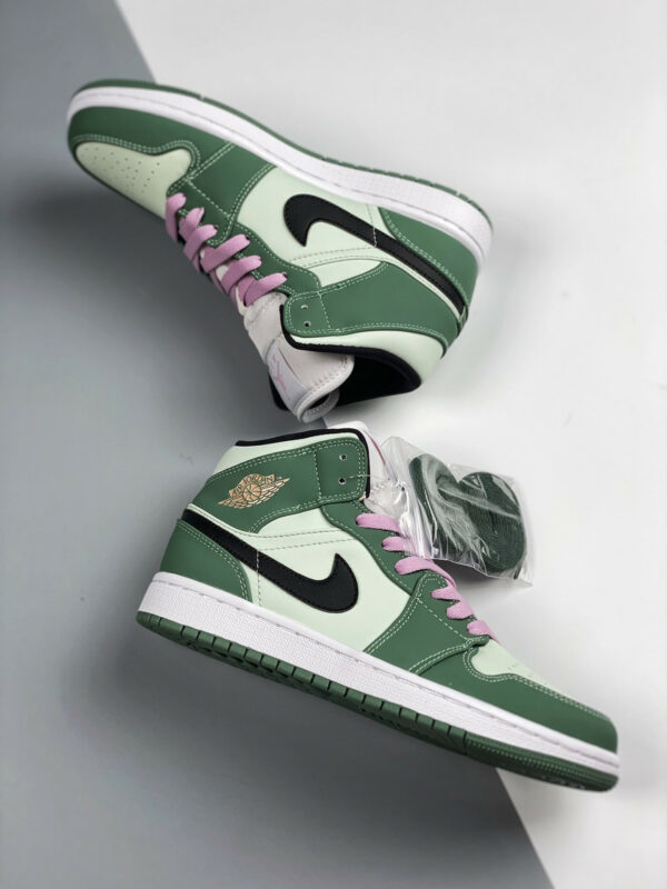 Air Jordan 1 Mid SE Dutch Green Black-Barely Green For Sale