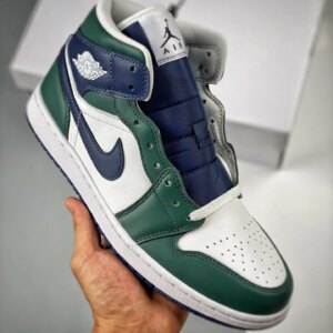 Air Jordan 1 Mid Seattle Seahawks Green Midnight Navy-White DZ5326-300 For Sale