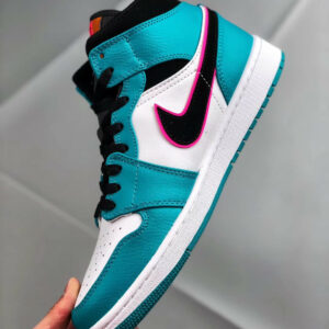 Air Jordan 1 Mid South Beach Turbo Green Black-Hyper Pink-Orange Peel On Sale