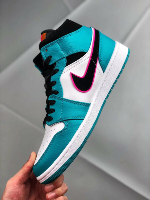 Air Jordan 1 Mid South Beach Turbo Green Black-Hyper Pink-Orange Peel On Sale