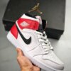 Air Jordan 1 Mid White Red Black 554724-116 On Sale