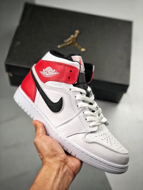 Air Jordan 1 Mid White Red Black 554724-116 On Sale