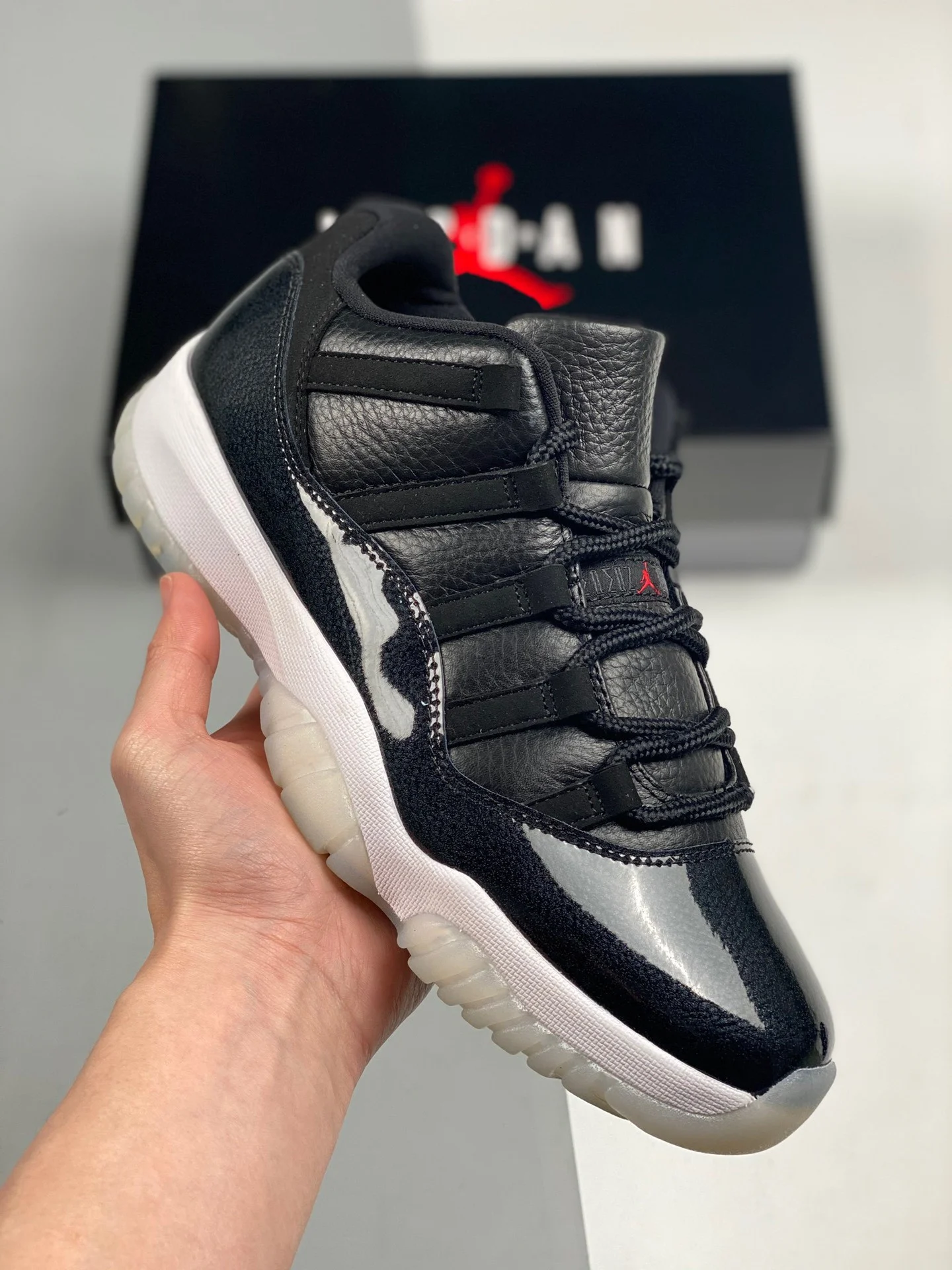 Air Jordan 11 Low 72-10 Black Gym Red White Sail For Sale