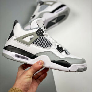 Air Jordan 4 Military Black White Black-Neutral Grey For Sale