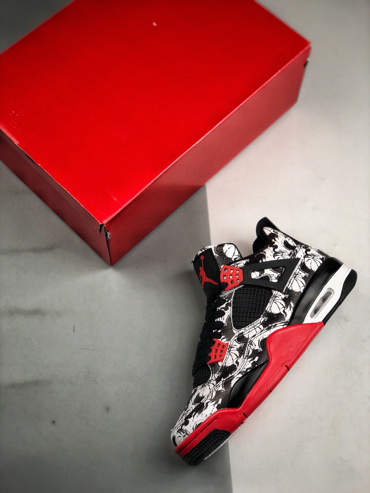 Air Jordan 4 Tattoo Black Fire Red-Black-White For Sale