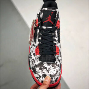 Air Jordan 4 Tattoo Black Fire Red-Black-White For Sale