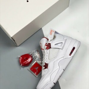 Air Jordan 4 White Metallic Silver-University Red For Sale