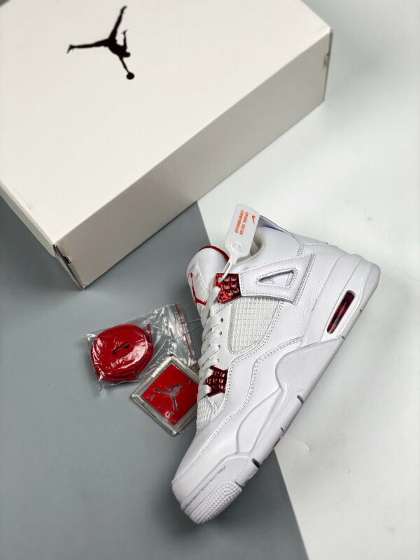 Air Jordan 4 White Metallic Silver-University Red For Sale