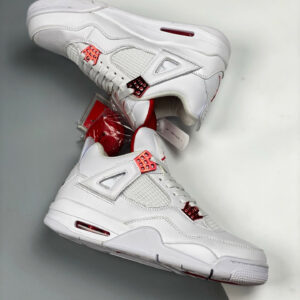 Air Jordan 4 White Metallic Silver-University Red For Sale