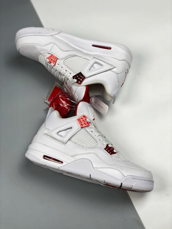 Air Jordan 4 White Metallic Silver-University Red For Sale