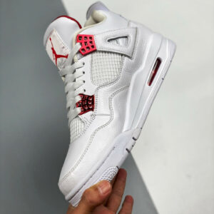 Air Jordan 4 White Metallic Silver-University Red For Sale