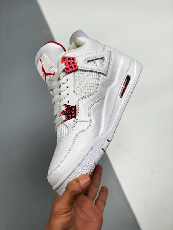 Air Jordan 4 White Metallic Silver-University Red For Sale