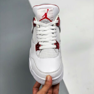 Air Jordan 4 White Metallic Silver-University Red For Sale