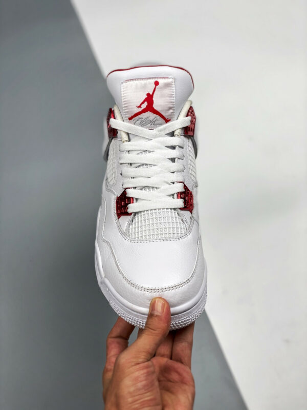 Air Jordan 4 White Metallic Silver-University Red For Sale