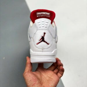 Air Jordan 4 White Metallic Silver-University Red For Sale