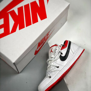 Custom Air Jordan 1 Low White University Red Black For Sale