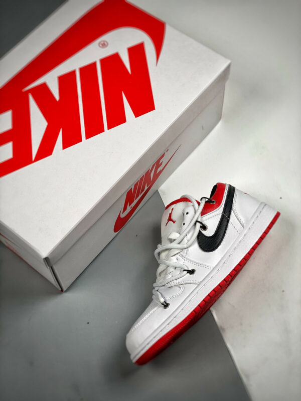 Custom Air Jordan 1 Low White University Red Black For Sale