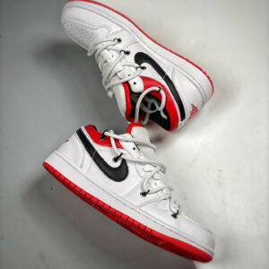 Custom Air Jordan 1 Low White University Red Black For Sale