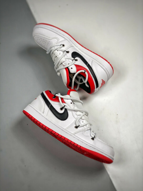 Custom Air Jordan 1 Low White University Red Black For Sale