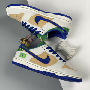 Custom Nike Dunk Low Brazil  White Brown Green For Sale