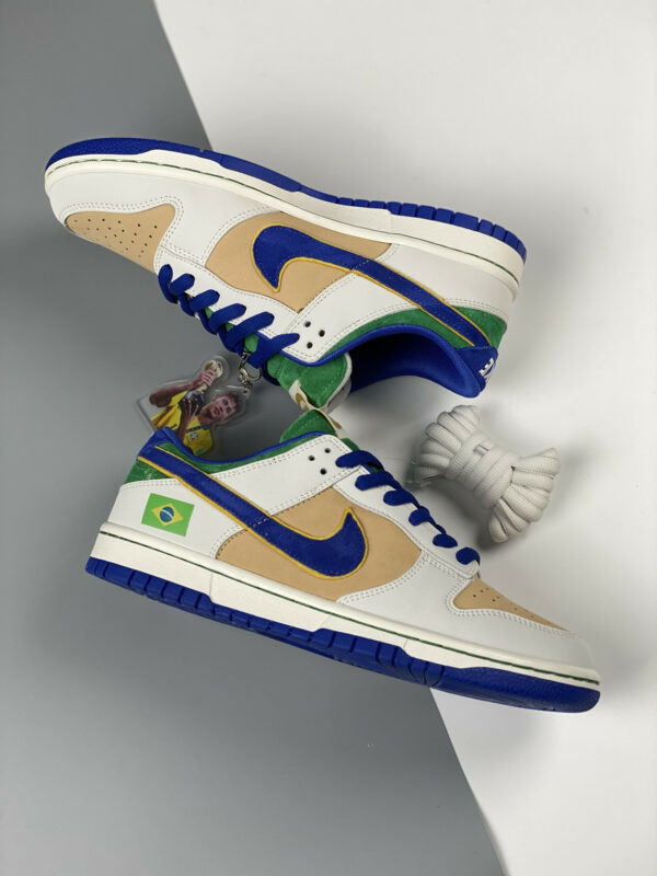 Custom Nike Dunk Low Brazil  White Brown Green For Sale